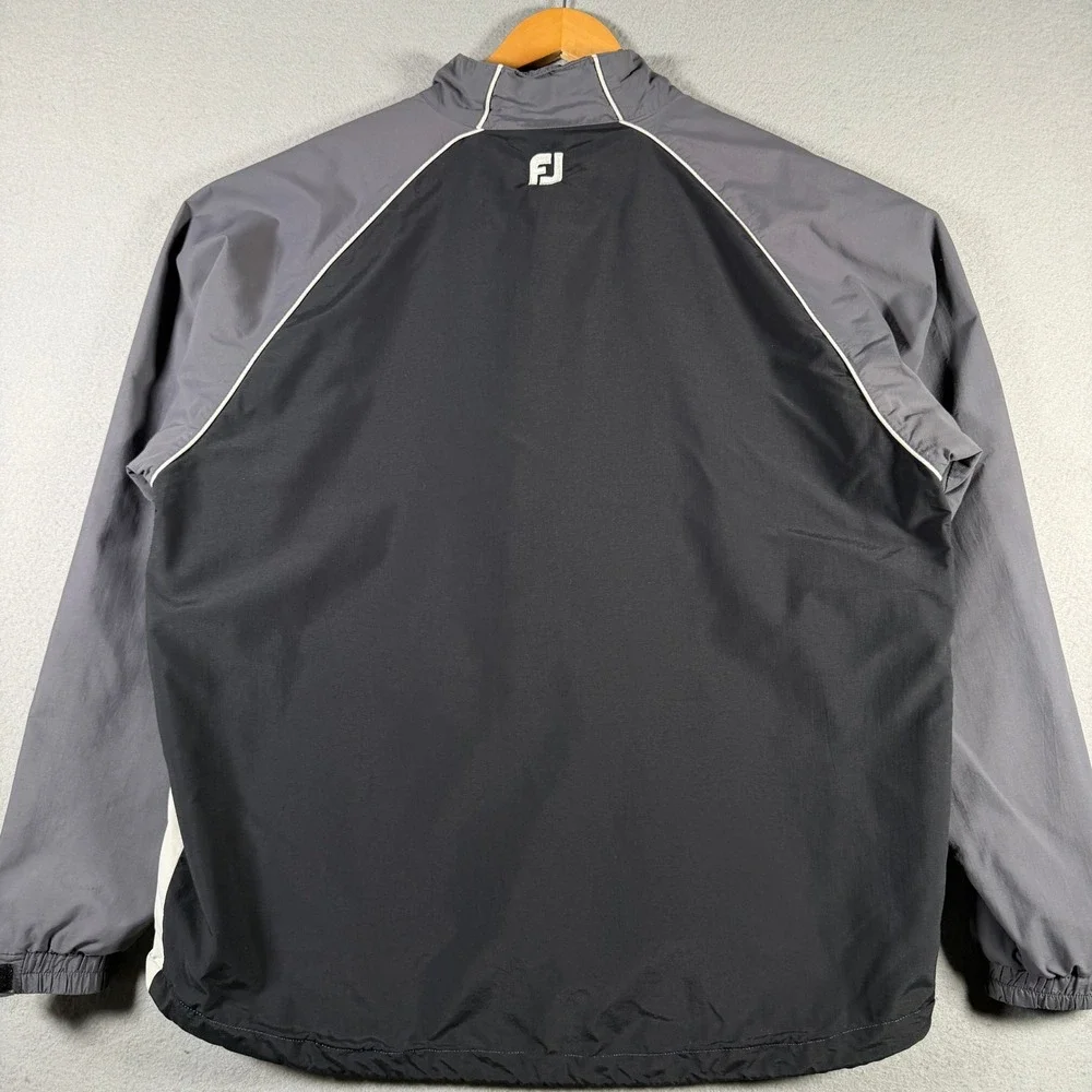FootJoy Mens XL Half Zip Golf Windbreaker Jacket Black Grey White 1005459